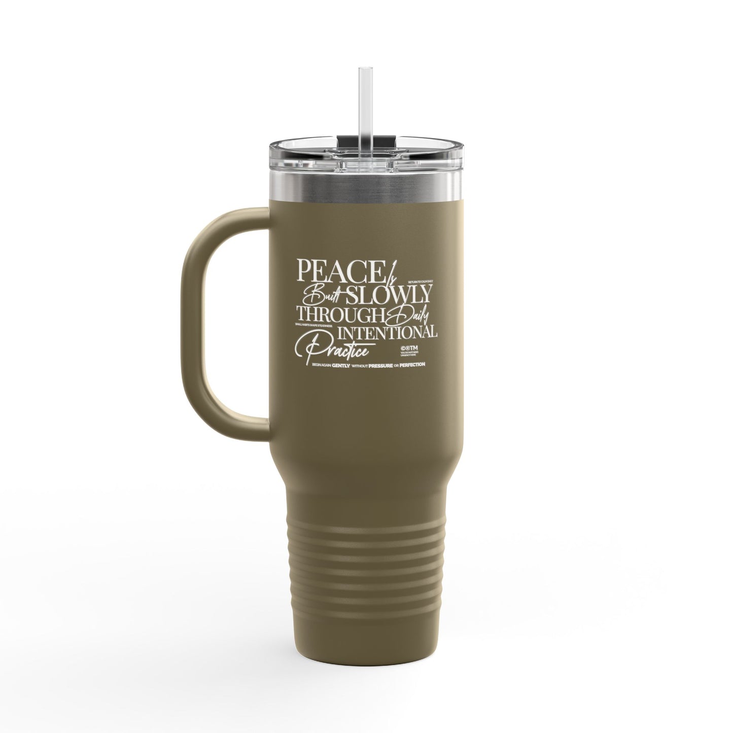 Nour Quiet Essentials | 40oz Insulated Travel Mug — Large Stainless Steel Tumbler with Straw & Lid